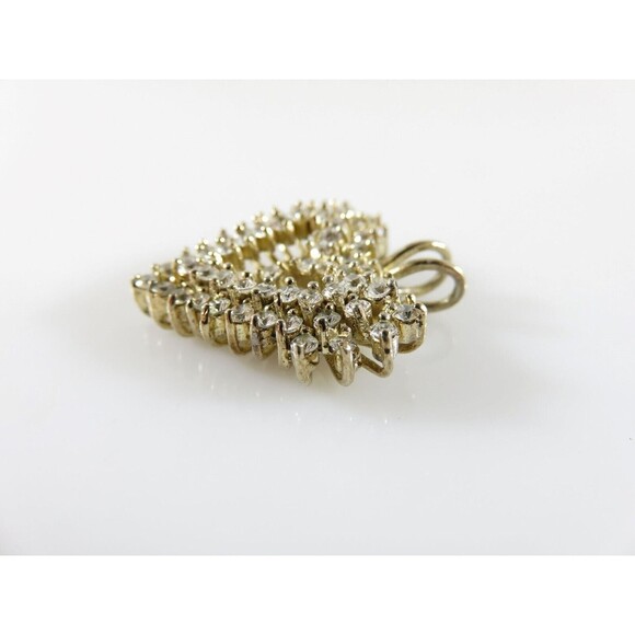 Sterling CI 925 Silver Cubic Zirconia Encrusted Heart Pendant Caspian Internatio - Picture 5 of 7